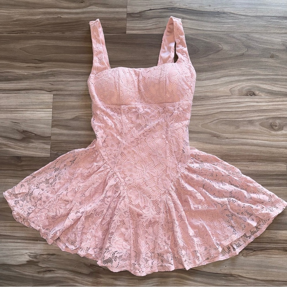 Vici Pink Lace Mini Dress